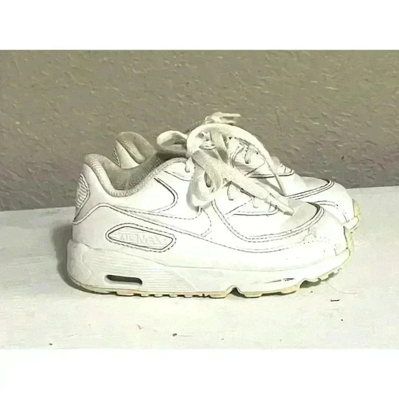 Nike Air Max 90 Leather Triple White 833416-100 Infant Size 7C - Picture 1 of 6